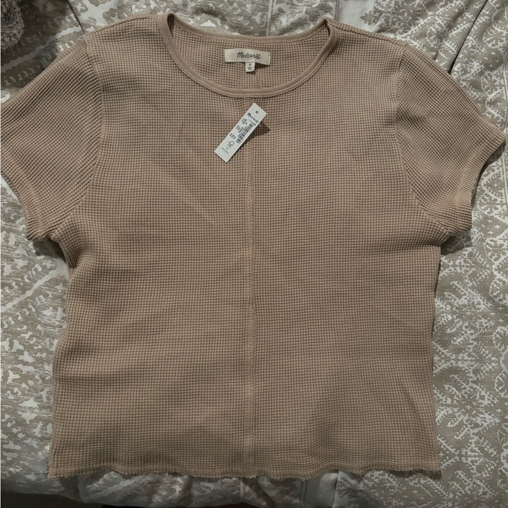 NWT Madewell Waffle Knit Crewneck Short Sleeve Crop Tee Size M